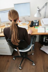 Woman at computer desk