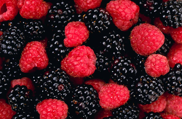 raspberries, blackberries