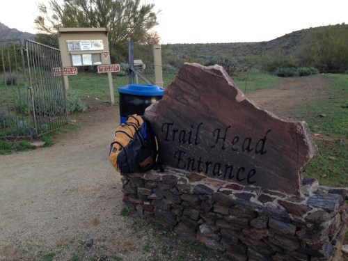 The trailhead after waking on subdivision sidewalk. You may find maps here, but I wouldn't depend on it. Bring your own.