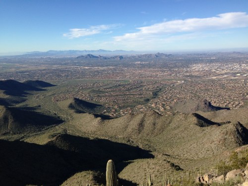 Scottsdale, Arizona, in the foreground; Phoenix way in the distance