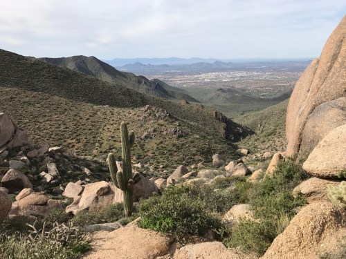 At the base of Tom's Thumb, overlooking Scottsdale and the Valley of the Sun