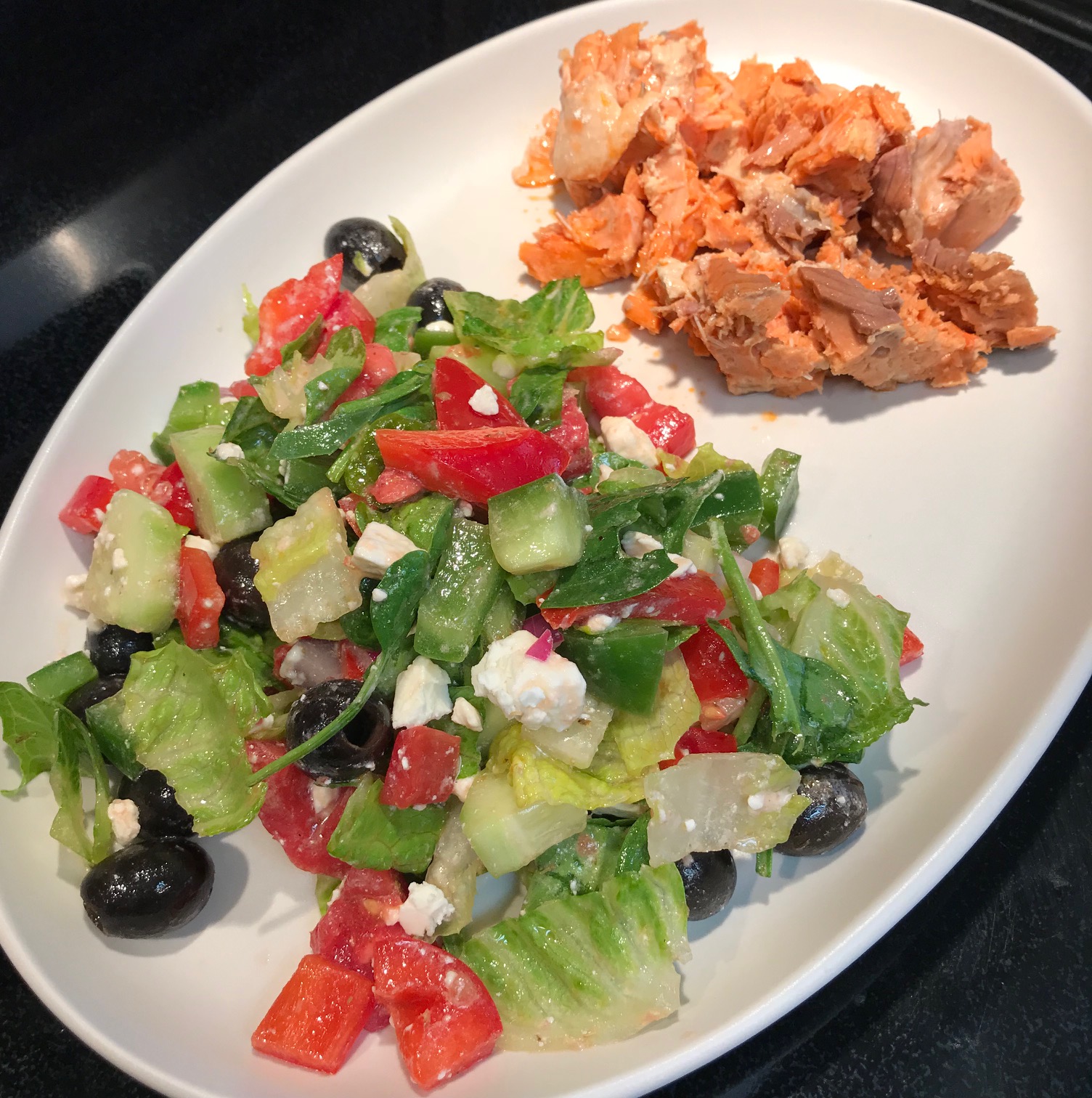 salmon, salad, mediterranean diet, fish, meal, dinner